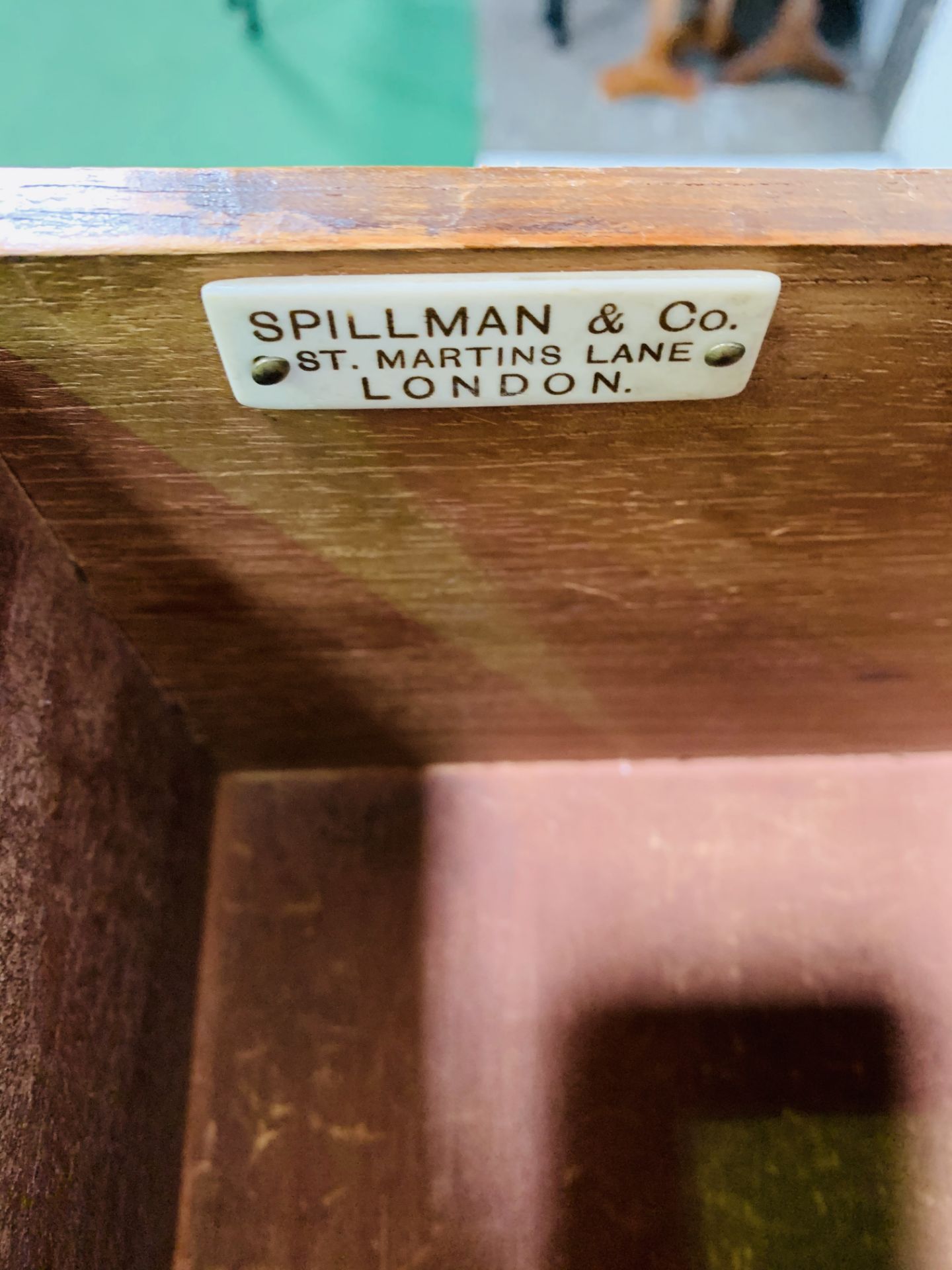 Mahogany chest of four graduated drawers by Spillman and Co. - Image 6 of 8