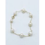 Yellow gold pearl bracelet 5.5g