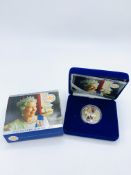 2 Silver proof £5 Golden Jubilee coins together with 2 silver proof £1 coins and 1987 coin set