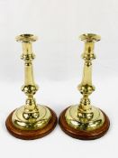 A pair of Victorian Brass Candlesticks inscribed Windsor Castle.