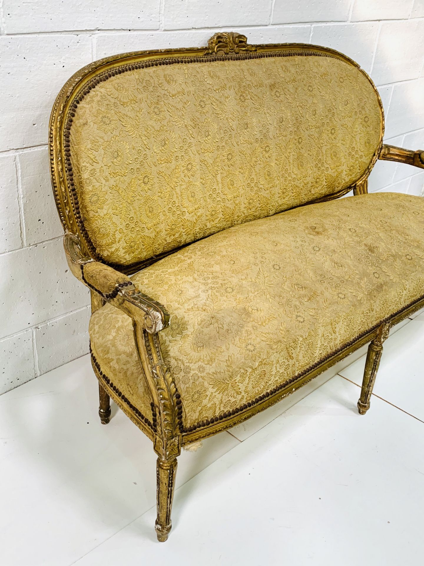Regency gilt carved framed salon sofa. - Image 4 of 6