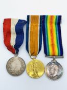 World War 1 set of British War Medal and Victory Medal; together with a BEF silver first prize medal