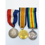 World War 1 set of British War Medal and Victory Medal; together with a BEF silver first prize medal