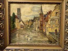 Dutch canal scene, signed M. Sergeys, and dated 1934.