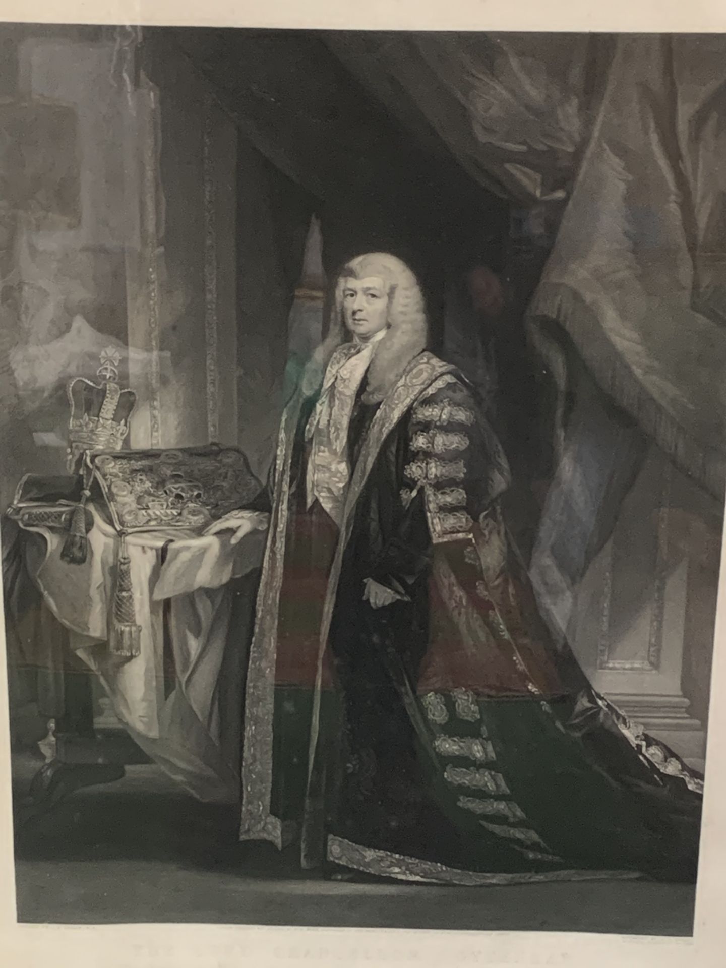 Large framed and glazed engraving portrait of The Lord Chancellor Cottenham.