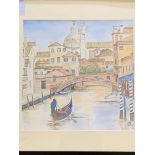 Watercolour on card, Canal behind St. Marks, Venice, 27 x 27cms