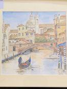 Watercolour on card, Canal behind St. Marks, Venice, 27 x 27cms