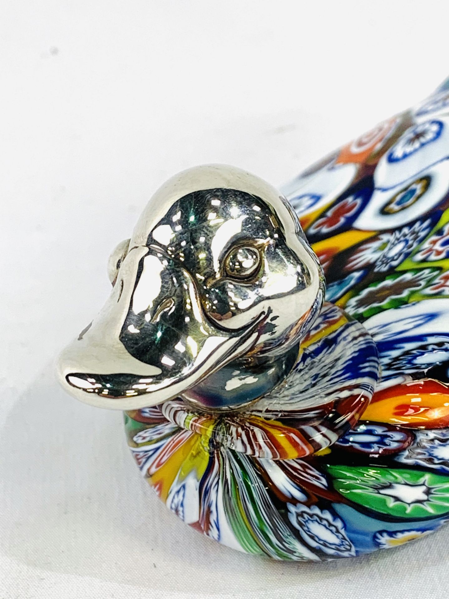 Murano Millefiori silver headed duck - Image 3 of 4