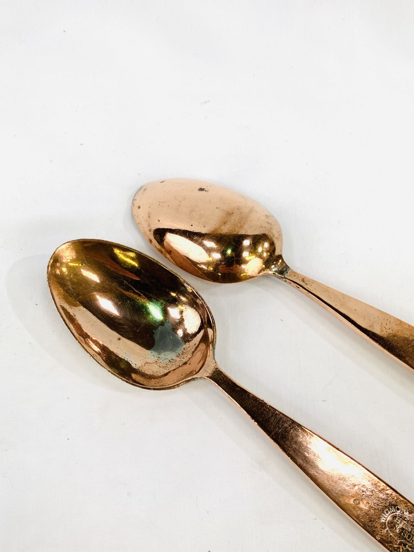 Two copper Benham and Son's serving utensils, marked with a crown and initals RY. - Image 4 of 5