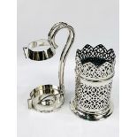 Silver plate Mappin & Webb club bottle holder, and another bottle holder.