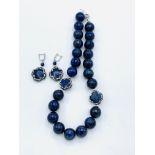 20mm Lapis Lazuli necklace and earrings.