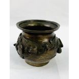 Late 19th Century Meiji Bronze Censer decorated with profusely applied birds & trees