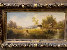 Adolf Kaufmann (1848-1916), also signed as G. Salvi: a pair of decorative gilt framed oils on board