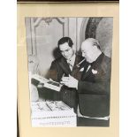 Framed and glazed photo of Winston Churchill, Havana, 1947; 3 mirrors and two framed cigar labels