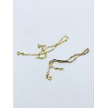 Yellow gold Figaro ankle chain 0.8g, and 2 tone Dainty bracelet 1.2g