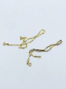 Yellow gold Figaro ankle chain 0.8g, and 2 tone Dainty bracelet 1.2g