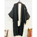 Genuine black silk, lined kimono