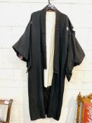 Genuine black silk, lined kimono