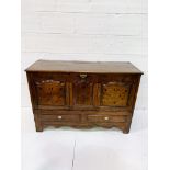 Oak sideboard with decorative inlaid door fronts and panel