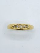 18ct gold ring set with 5 diamonds, size O1/2