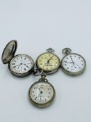 Silver case pocket watch marked The Veracity Watch, Masters Ltd., Rye; and 3 other pocket watches