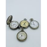 Silver case pocket watch marked The Veracity Watch, Masters Ltd., Rye; and 3 other pocket watches