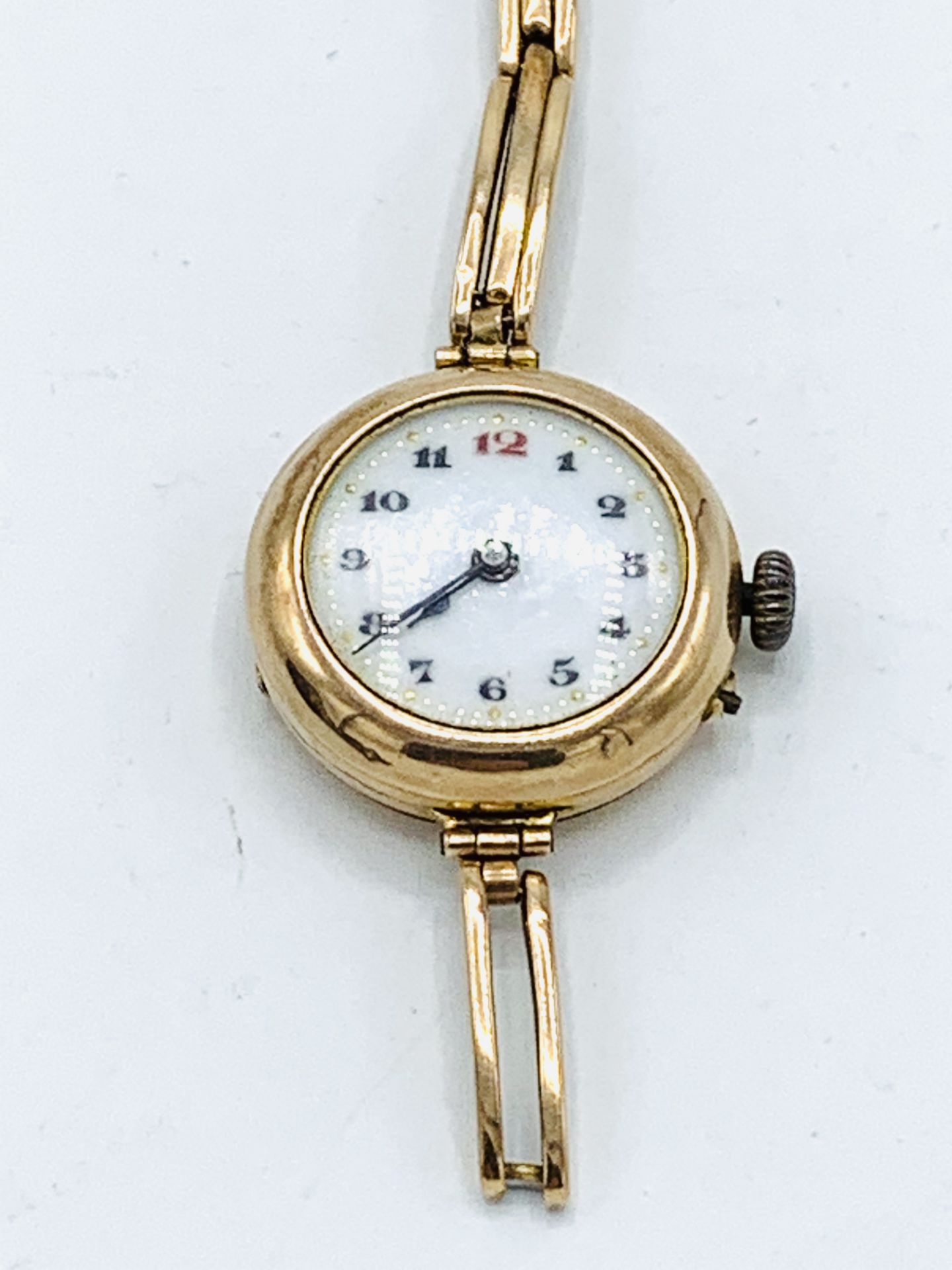 9ct gold case ladies' wrist watch on 9ct gold strap, going - Image 2 of 4