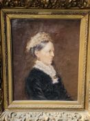 Gilt framed oil on canvas portrait of a Victorian lady, unsigned.