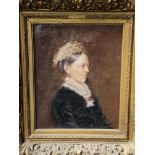 Gilt framed oil on canvas portrait of a Victorian lady, unsigned.
