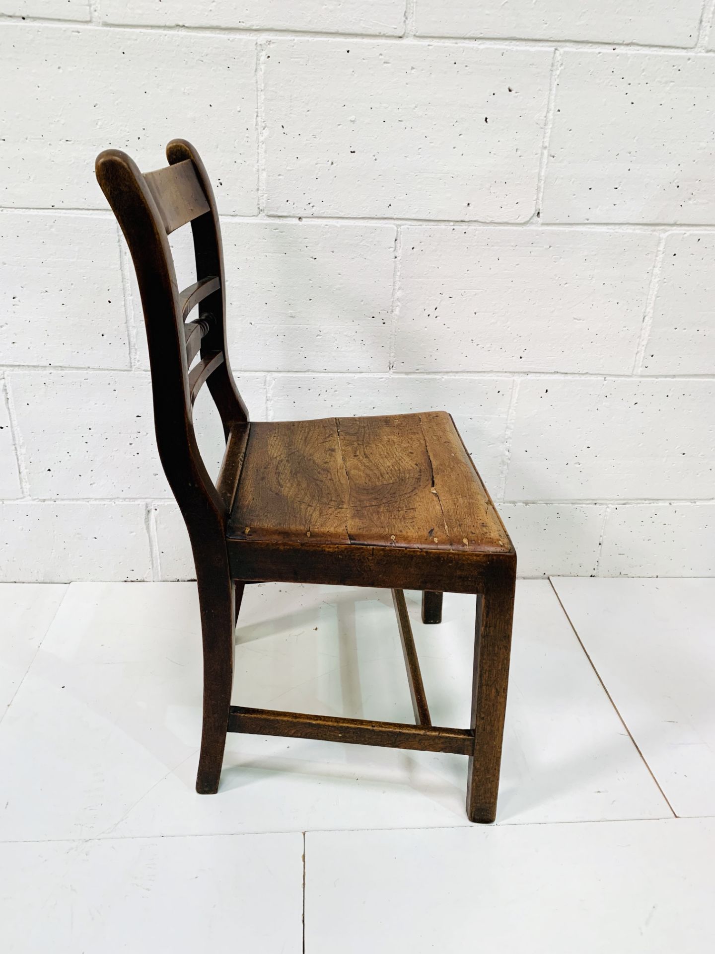 Oak and elm ladder back hall chair. - Image 4 of 5