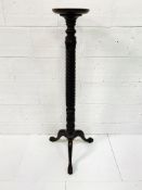 Victorian mahogany barley twist Torchere with ball & claw feet, 140cms.