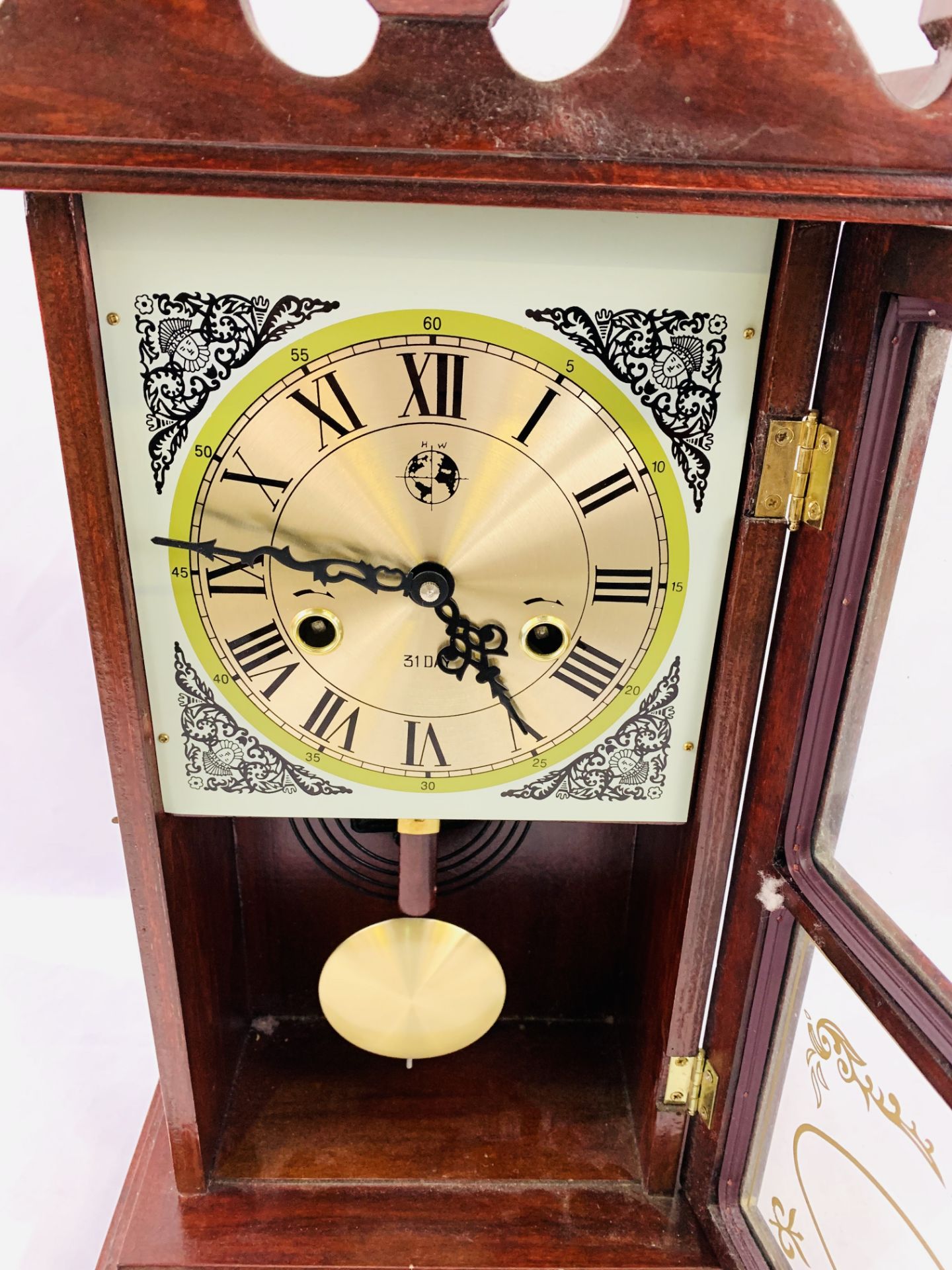 Austrian style 31 day striking mantel clock with visible pendulum - Image 2 of 2