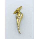 Yellow gold brooch 3.48g