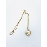 2 tone heart locket on chain 3.7g