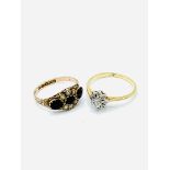 18ct gold and diamond ring, together with a 9ct garnet and seed pearl ring