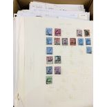 Box of stamps, World ranges, ona few 100 pages