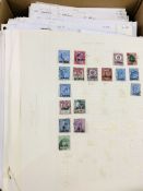 Box of stamps, World ranges, ona few 100 pages