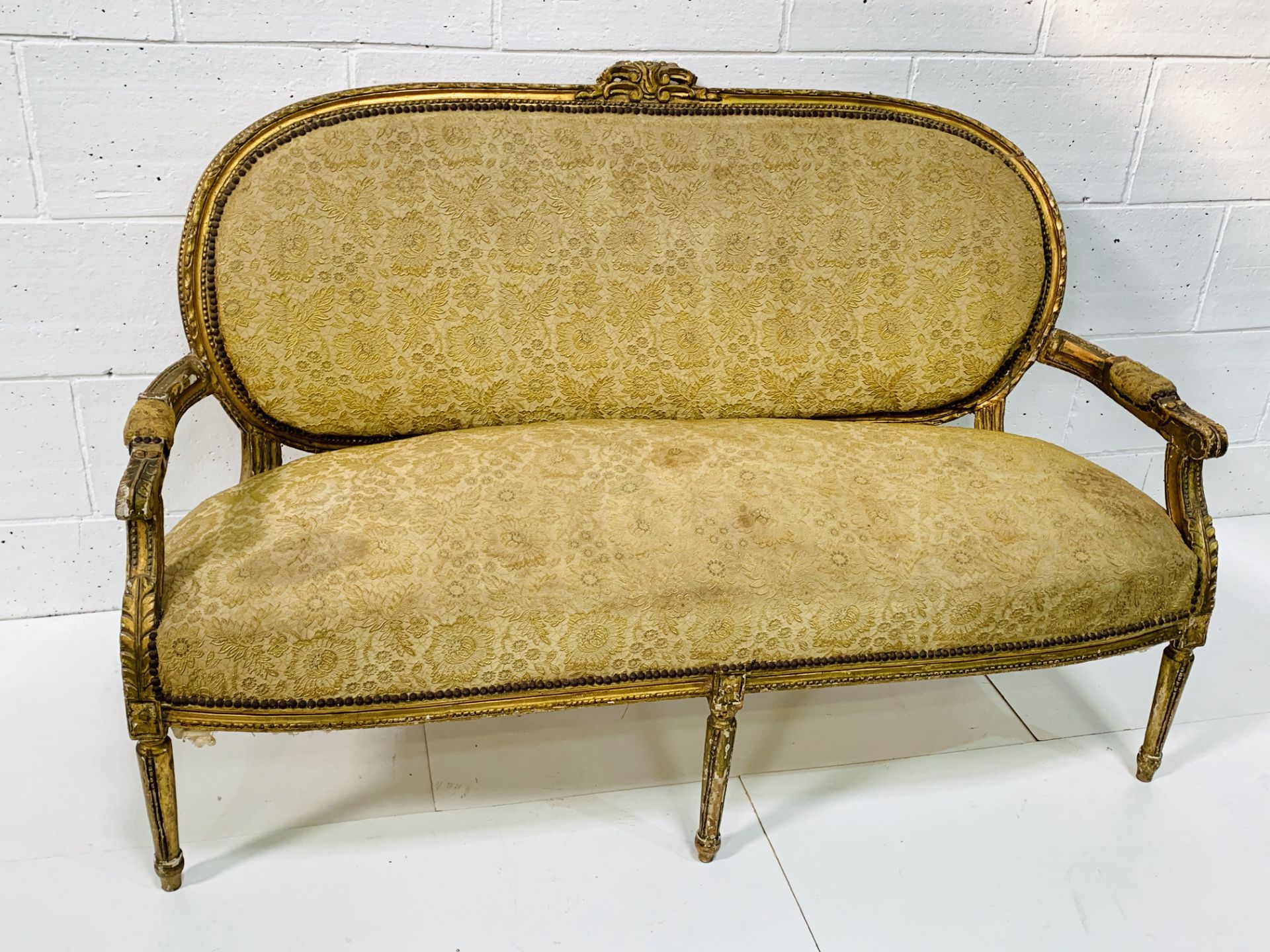 Regency gilt carved framed salon sofa. - Image 3 of 6