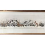 Pair of framed and glazed dog prints by Boris O'Klein: "Sens Unique" and "Le Tricheur"