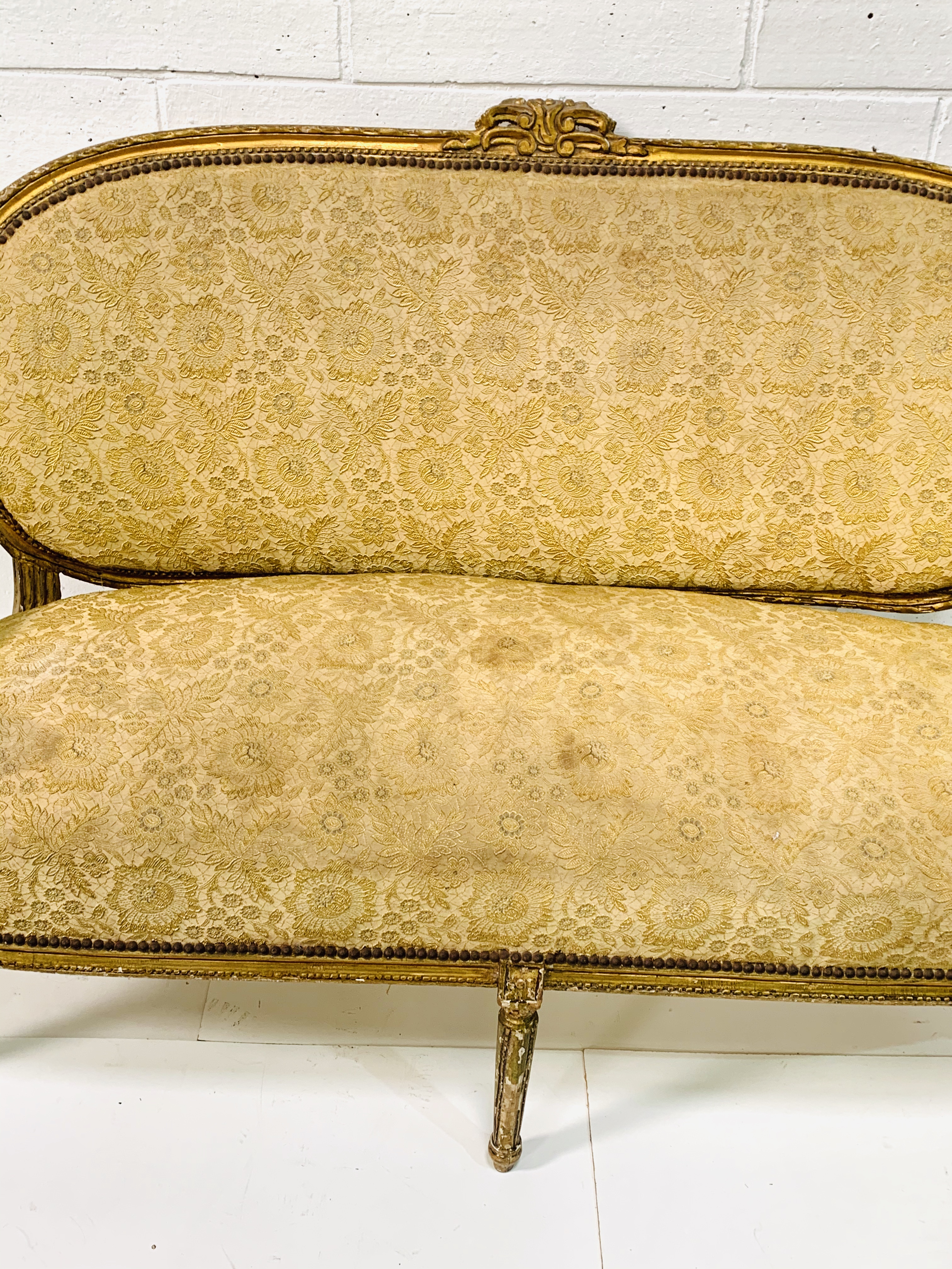 Regency gilt carved framed salon sofa. - Image 5 of 6