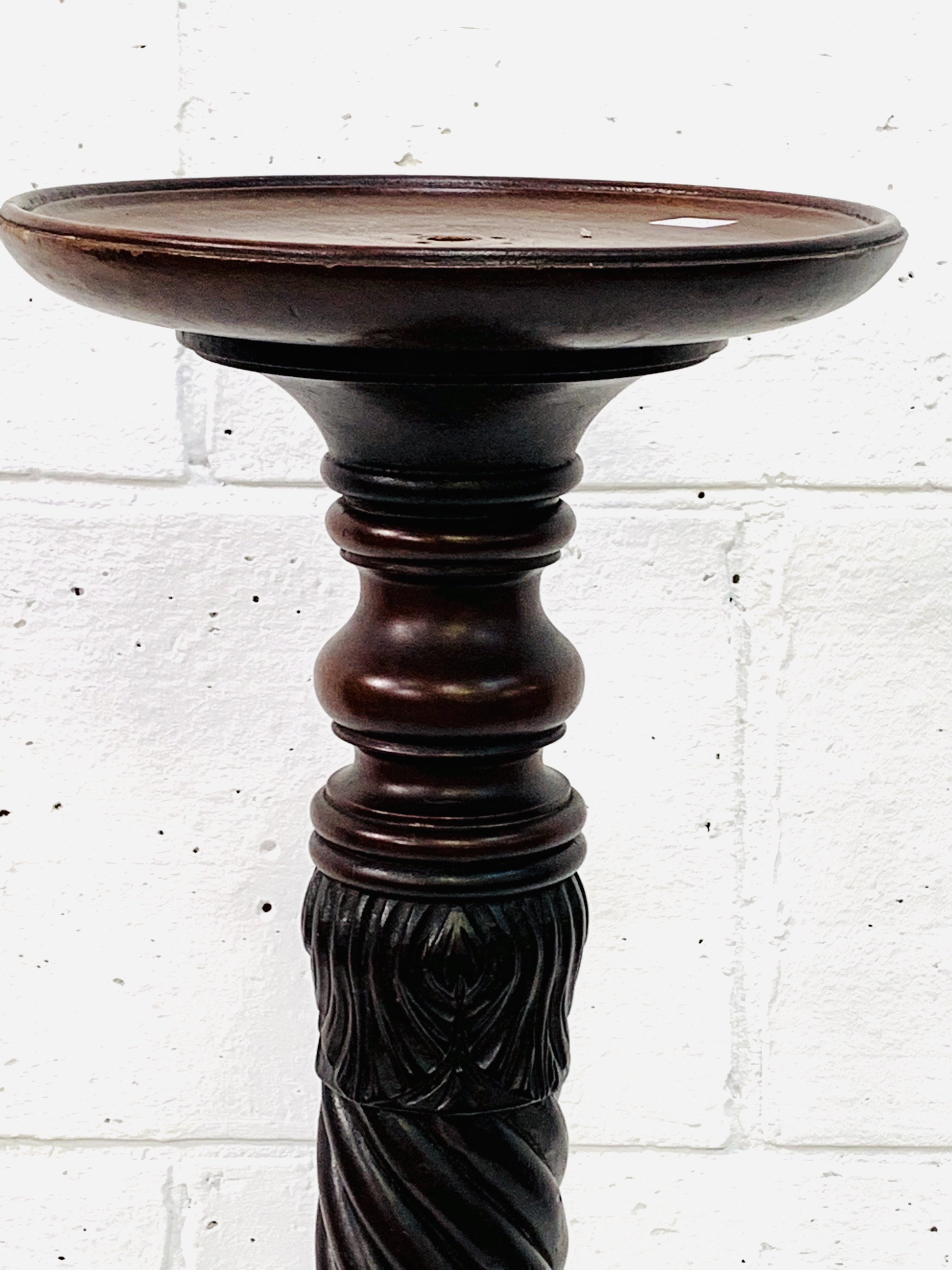 Victorian mahogany barley twist Torchere with ball & claw feet, 140cms. - Image 3 of 4