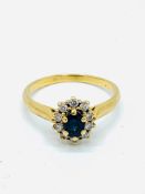 18ct French gold sapphire and diamond ring
