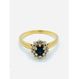 18ct French gold sapphire and diamond ring