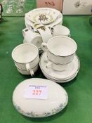 Collection of French porcelain, including Limoges; plates, cups, saucers, and a large porcelain egg