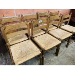Set of six string seat dining chairs together with two similar.