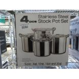 4 stainless steel cooking pots. This item carries VAT.