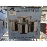 4 stainless steel cooking pots. This item carries VAT.