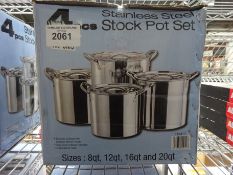 4 stainless steel cooking pots. This item carries VAT.