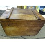 Oak chest with rising lid. 69 x 46 x 49cms.