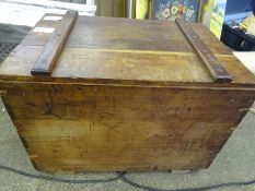 Oak chest with rising lid. 69 x 46 x 49cms.